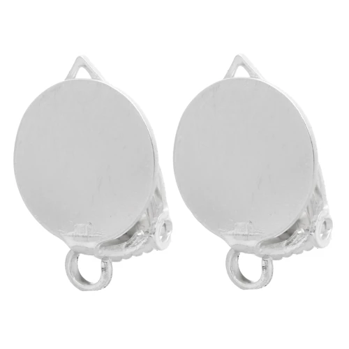 10.5 mm disc ear clips for unpierced ears - 925 Sterling Silver x2
