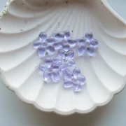 Irregular flower bead 18x17 mm in translucent glass - Lilac x1