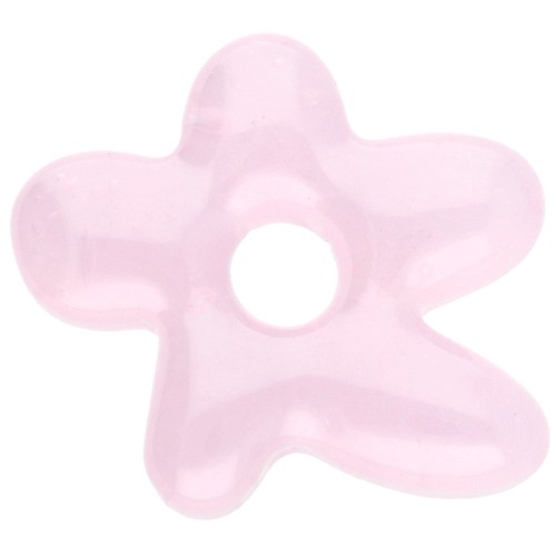 Irregular flower bead 18x17 mm in translucent glass - Light pink x1