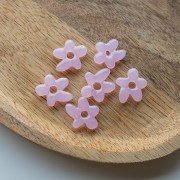 Irregular flower bead 18x17 mm in translucent glass - Light pink x1