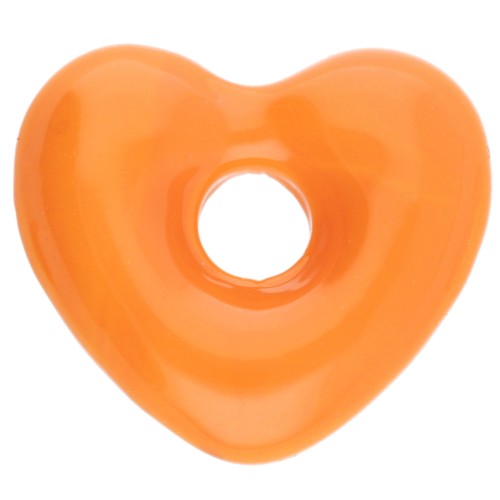 Heart pendant 14x15 mm in opaque glass - Orange x1