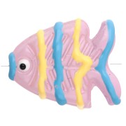 Glass fish bead 22x19 mm - Light pink - Yellow - Blue x1