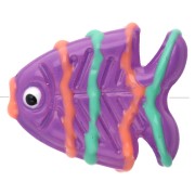 Glass fish bead 22x19 mm - Purple - Orange - Green x1