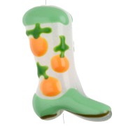 Pearl Santiag - cowboy boot 24x17 mm glass - Fruit motif - Green - Peach