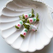 Pearl Santiag - cowboy boot 24x17 mm glass - Flower motif - Khaki - Pink