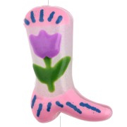 Pearl Santiag - cowboy boot 24x17 mm glass - Flower motif - Pink - Lilac