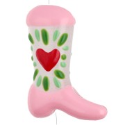 Pearl Santiag - cowboy boot 24x17 mm glass - Heart motif - Pink - Green