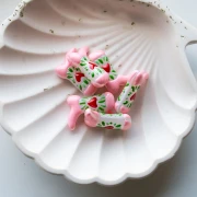 Pearl Santiag - cowboy boot 24x17 mm glass - Heart motif - Pink - Green