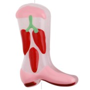 Pearl Santiag - cowboy boot 24x17 mm glass - Pimento motif - Pink - Red
