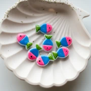 Fish bead 20x13 mm in glass - Pink - Dark blue - Green x1