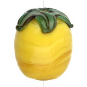 Lemon bead 13x11 mm in glass - Yellow - Green leaf x1|raw }}