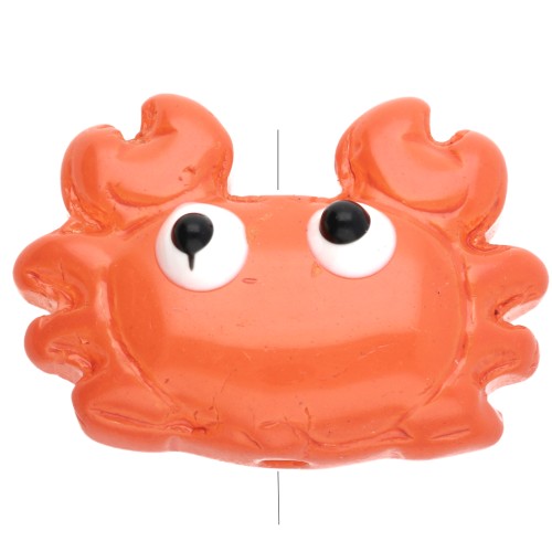 Glass Crab Bead 15.5x21.5 mm - Dark Orange x1