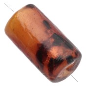 16x9 mm Glass Tube Beads - Marbled Brown - Glitter x8