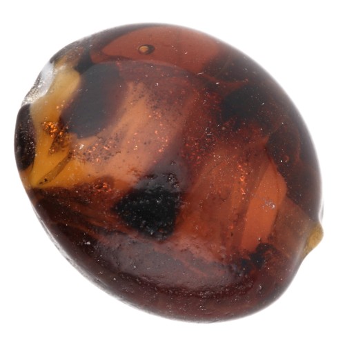 Round flat 16 mm glass beads - Marbled Brown - Glitter x4