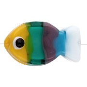 Glass fish bead 20.5x12 mm - Striped - Yellow - Green - Brown x1|raw }}