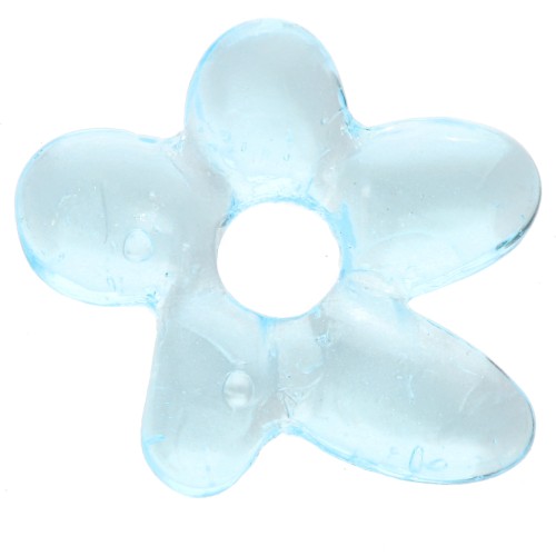 Irregular flower bead 18x17 mm in translucent glass - Sky Blue x1