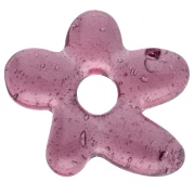 Irregular flower bead 18x17 mm in translucent glass - Plum x1