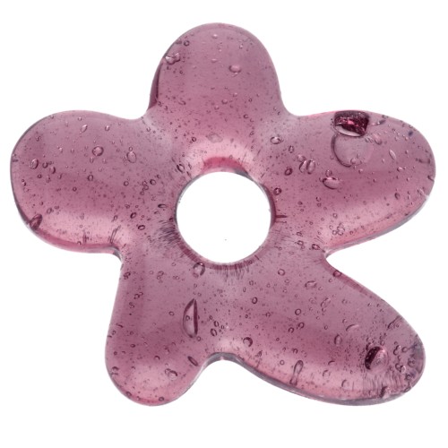 Irregular flower bead 18x17 mm in translucent glass - Plum x1