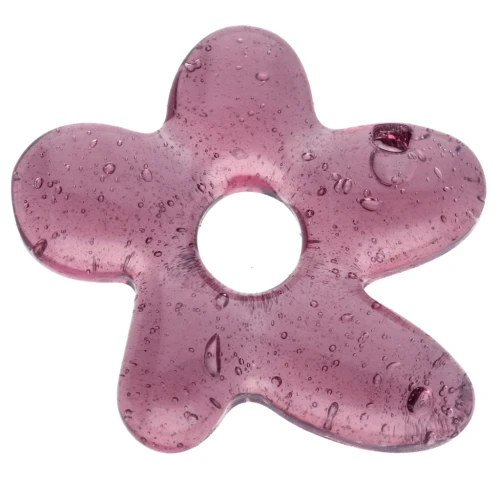 Irregular flower bead 18x17 mm in translucent glass - Plum x1
