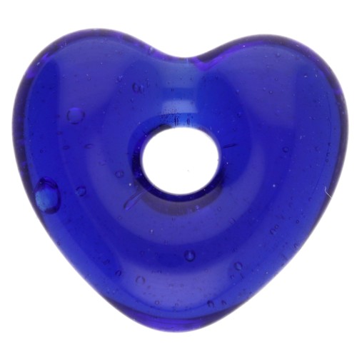 Heart pendant 14x15 mm in translucent glass - Dark blue x1