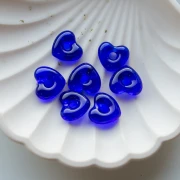 Heart pendant 14x15 mm in translucent glass - Dark blue x1