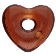 Heart pendant 14x15 mm in translucent glass - Brown x1