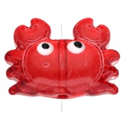 Crab bead 15.5x21.5 mm in clear glass - Dark red x1