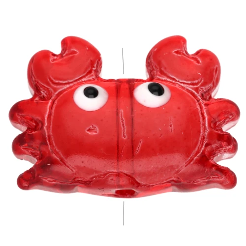 Crab bead 15.5x21.5 mm in clear glass - Dark red x1