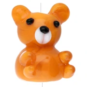 19x14 mm glass teddy bear bead - Orange marbled x1