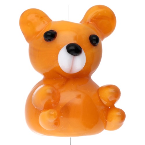19x14 mm glass teddy bear bead - Orange marbled x1
