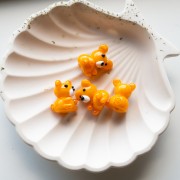 19x14 mm glass teddy bear bead - Orange marbled x1