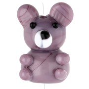 19x14 mm teddy bear bead in opaque glass - Violet marbled x1
