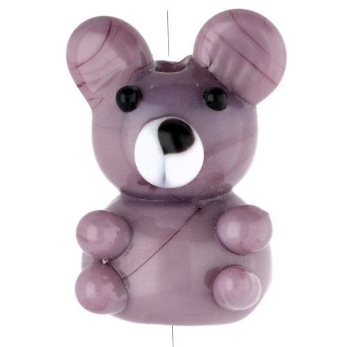 19x14 mm teddy bear bead in opaque glass - Violet marbled x1