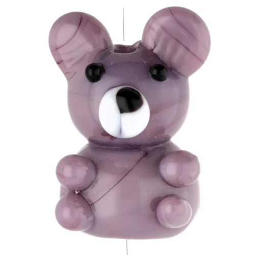 19x14 mm teddy bear bead in opaque glass - Violet marbled x1