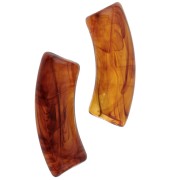 35x11 mm curved tube beads in transparent acrylic - Light marbled amber x6