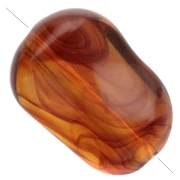 16x11 mm irregular oval beads in transparent acrylic - Marbled Amber x15