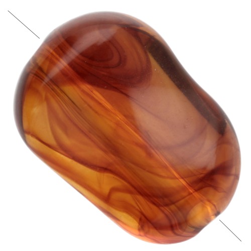 16x11 mm irregular oval beads in transparent acrylic - Marbled Amber x15