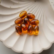 14x9 mm clear acrylic olive beads - Marbled amber x20