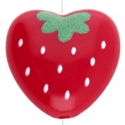 17x18 mm acrylic heart bead - strawberry pattern - Red x1