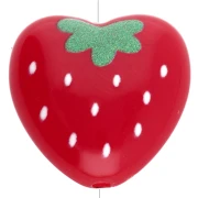 17x18 mm acrylic heart bead - strawberry pattern - Red x1