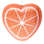 17x18 mm acrylic heart bead - orange pattern - Orange x1
