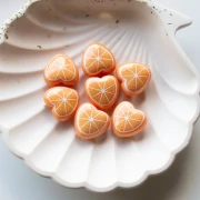 17x18 mm acrylic heart bead - orange pattern - Orange x1