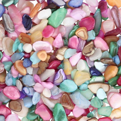 Bag of unpierced, dyed seashell fragments - Multicolor x45 g