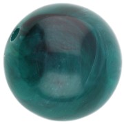 15.5 mm round beads in translucent acrylic - Peacock blue marbled x5