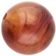 15.5 mm round beads in clear acrylic - Auburn marbled x5