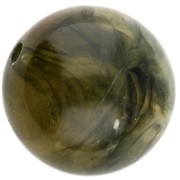 15.5 mm round beads in transparent acrylic - Olive marbled x5