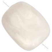 Rounded rectangular 13x10.5 mm acrylic beads - Ivory marbled x10