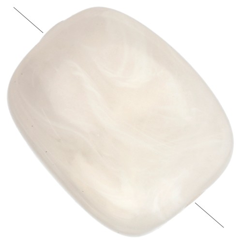 Rounded rectangular 13x10.5 mm acrylic beads - Ivory marbled x10