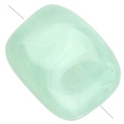 Rounded rectangular 13x10.5 mm acrylic beads - Water green marbled x10