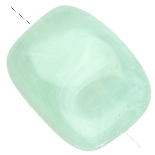 Rounded rectangular 13x10.5 mm acrylic beads - Water green marbled x10